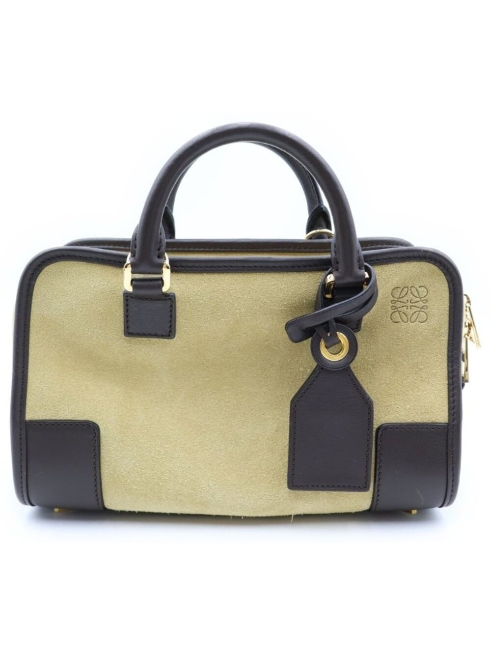 Loewe Amazona 23 2-Way Shoulder Bag Beige Brown Leather Suede Gold